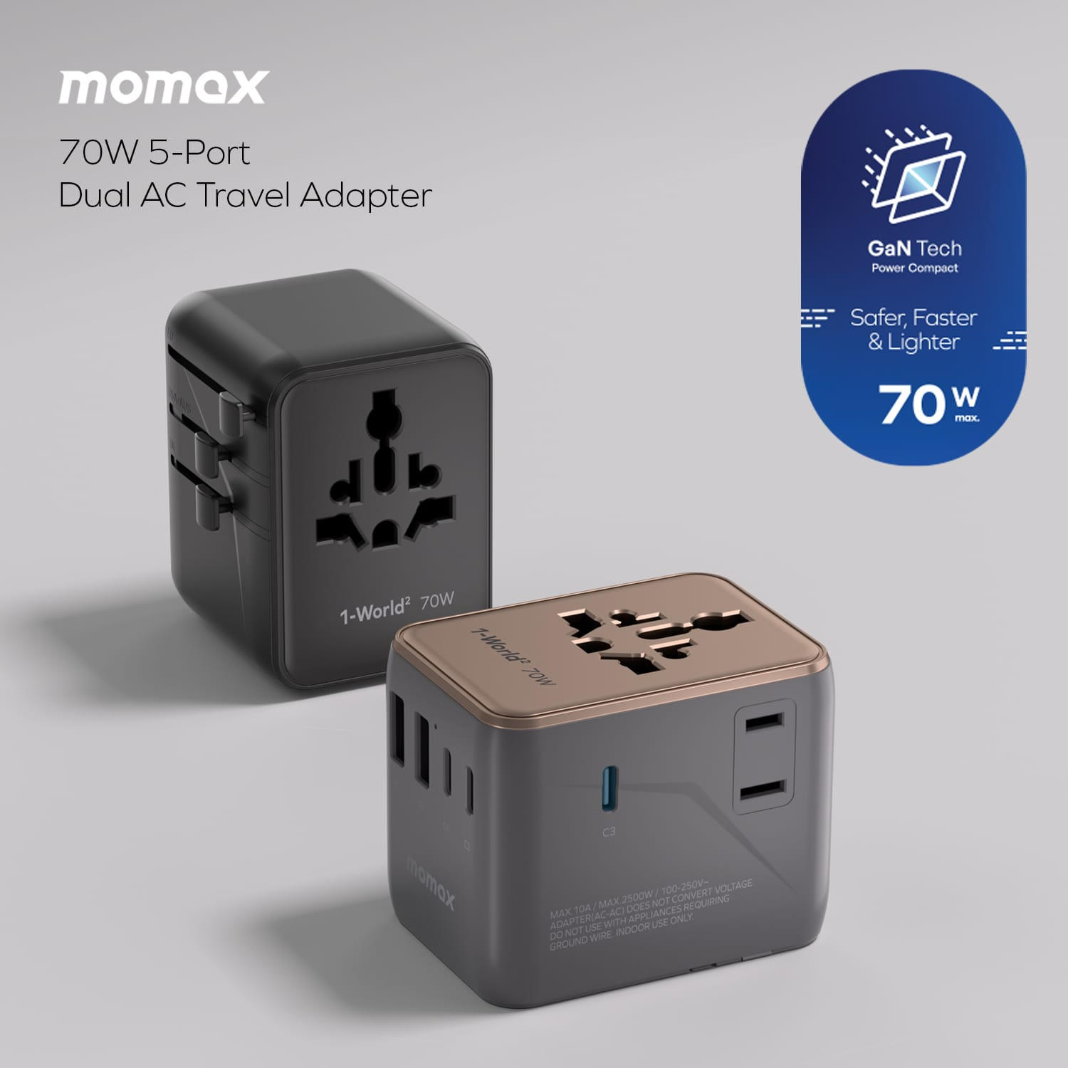 momax-1-World2 70W 5Port 雙AC 旅行充電插座