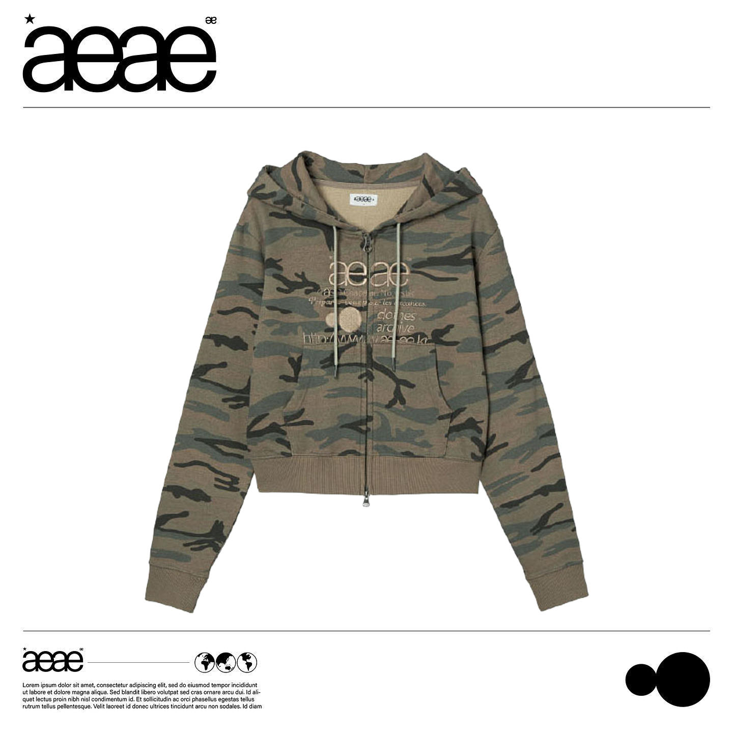 【AEAE】WEB LOGO CROP HOOD ZIP UP WEB LOGO CROP HOOD ZIP UP [CAMO GREEN] – aeae JAPAN