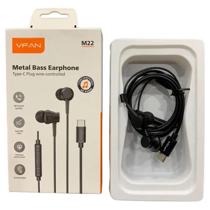 VFan M22 TYPE-C 接口 入耳式 線控耳機 黑色